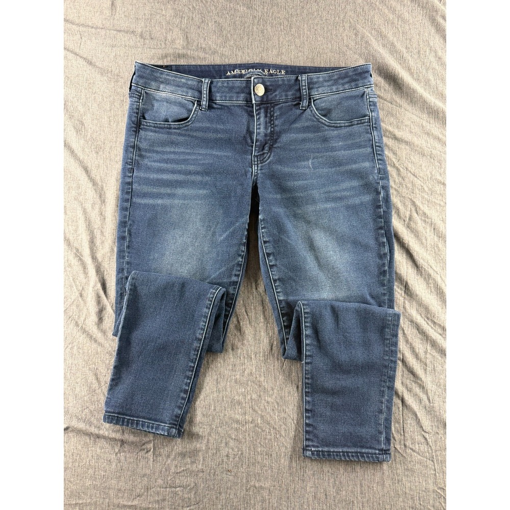 American Eagle Womens Jeans 14 Short Super Stretch X Skinny Blue Denim AE